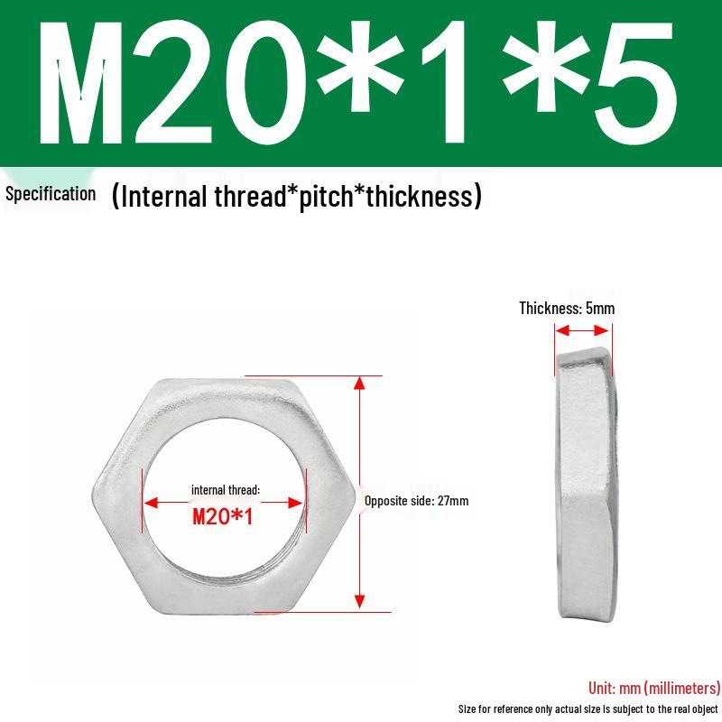 GB808 White Zinc Hex Thin Nut, Fine Thread, Lamp-Type, M6-M30