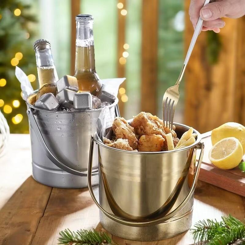 ZISIZ Thickened Stainless Steel Ice Bucket
