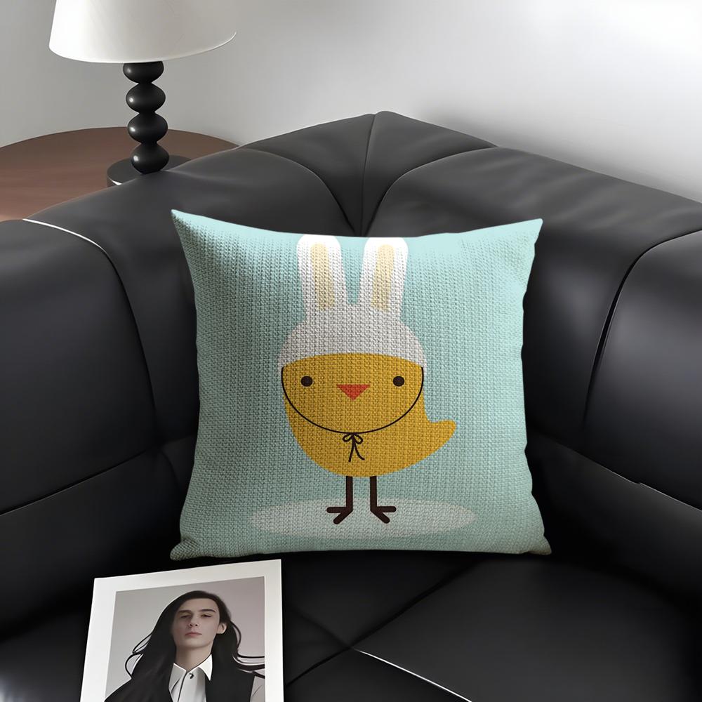 Cartoon Animals Cushion Cover Natural Linen Organic Fabric DoubleSided Printing Sofa Home Decor Gift Pillow Case