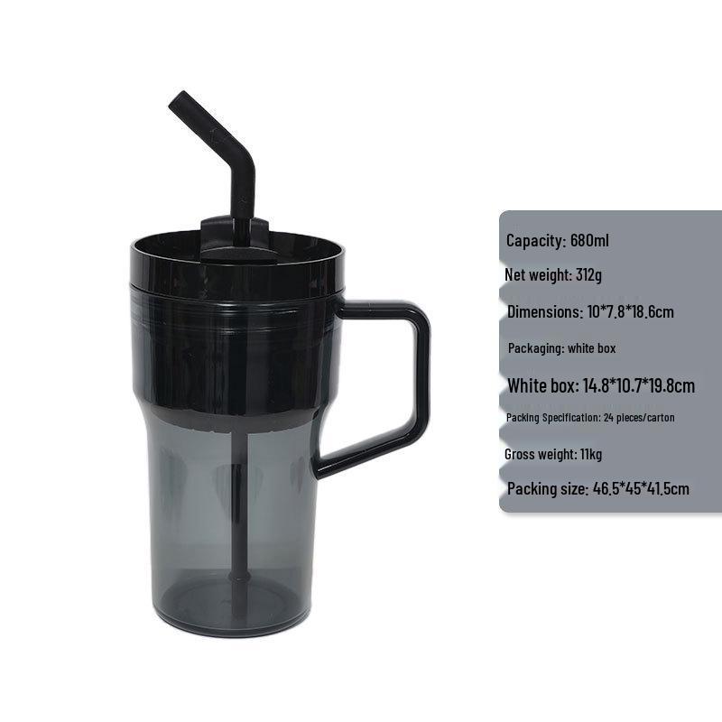 680ml Transparent Candy Color Ice Buster Cup with Straw - Portable Car Water Cup 680ml