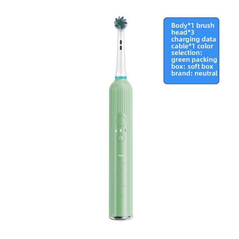 Rotating Electric Toothbrush Flat Replacement Long Battery Life Wireless Ultrasonic