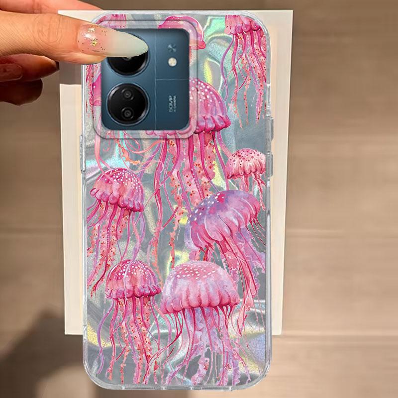

For Xiaomi Poco X5 X5 Pro X3 NFC X3 Pro 5G Phone Cover Pink Jellyfish For Xiaomi Poco M6 Shockproof Protective Silicone Soft Bag Poco X5