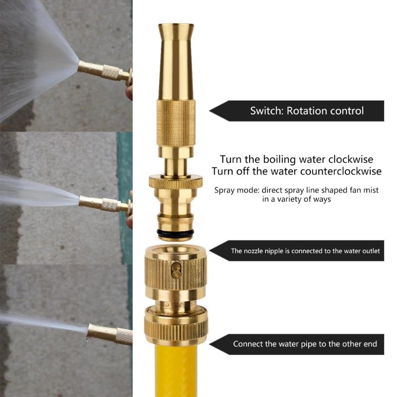 Garden Hose Quick Connector Set 3/4inch 1/2inch Solid Brass Garden Hose Fitting Hose Thread Fittings Quick Connector