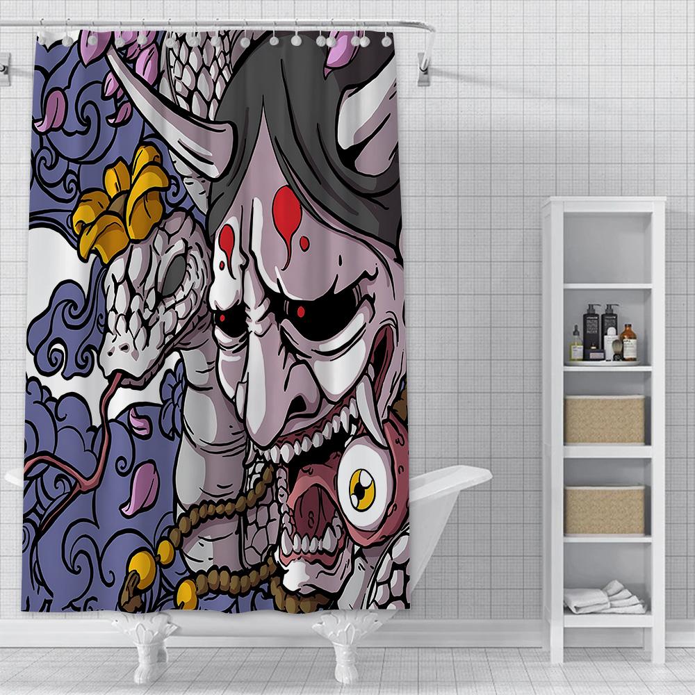Japanese samurai devil Shower Curtain Waterproof Polyester Fabric Paint Bath Curtains Home Bathroom Decor Curtain With Hook