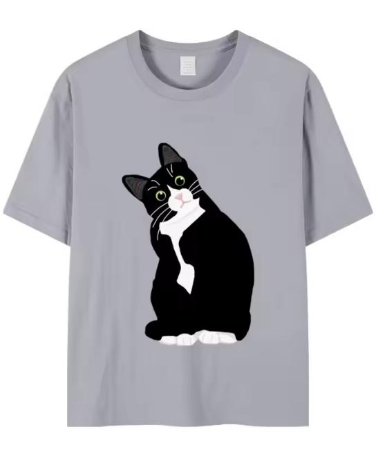 Urocza Śmieszna Koszulka z Nadrukiem Kota w Smokingu Letnia Bawełniana Oversize Koszulki Unisex Unisex Harajuku Styl Mody Koszulka Streetwear