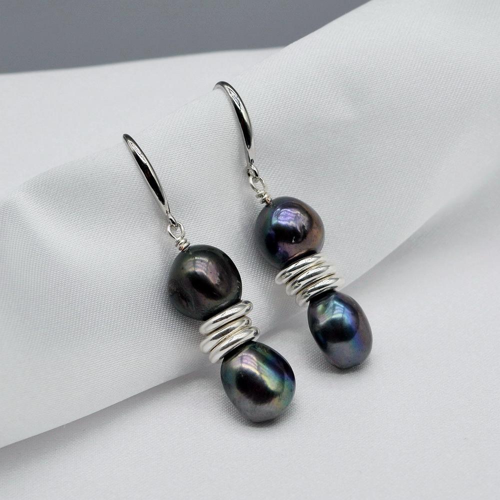 Boucles d'oreilles simples perle d'eau douce naturelle bague en argent accessoires boucles d'oreilles en argent pour femmes perles baroques boucles d'oreilles pour femmes