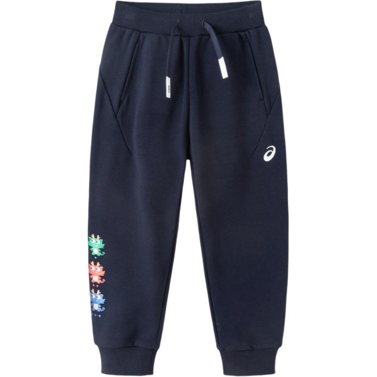 Children Aged 3 7 Years Old ASICS Knitted Sweatpants Urban Trend Navy Blue 331241085008-50 105