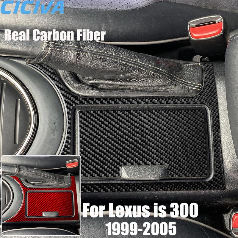 Real Carbon Fiber Car Accessories Cup Holder Set Trim Cover Soft Sticker For Lexus Is 300 1999 2000 2001 2002 2003 2004 2005