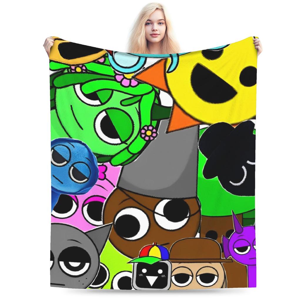 Sprunki Characters Game Velvet Throw Blanket  Blankets for Bed Outdoor Warm Quilt