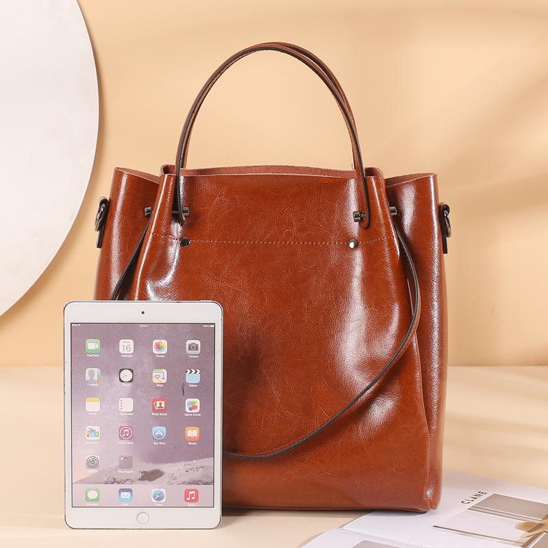Genuine Leather Women's Bag Large Capacity Fashion All-in-one Crossbody Tote Large Bag