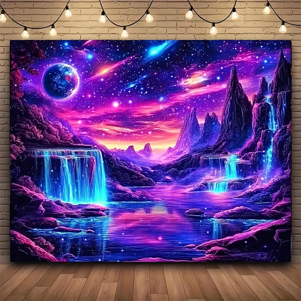 Star River Secret Realm Tapestry Starry Sky Waterfall Living Room Background Wall Meditation Corner Decoration 100X70CM