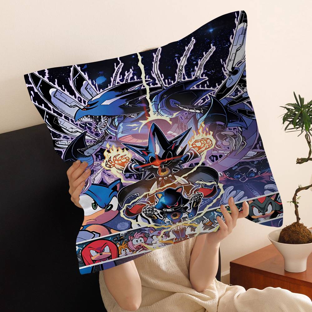 Anime Game S-SonicS Personalized Pillow Cover Kids Bedroom Wild Party Decor Pillowcase Kid Birthday Shower Gift