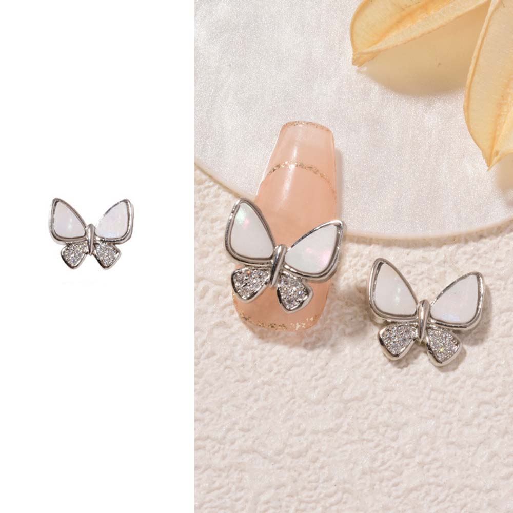 1pc Sliver French Chic Nail Charms Zircon Bows Figure Nail Parts DIY Elegant Nail Art Decoration for Manicure Nail Accessories