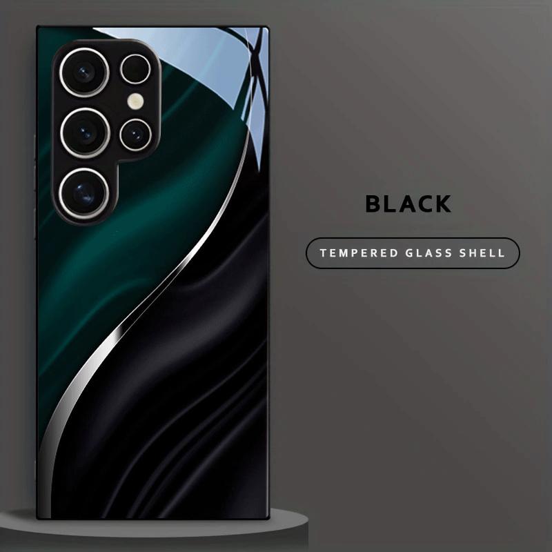 Black green textured pattern tempered glass phone case suitable for Samsung GalaxyS26 S25 S24 S22 S21 S20FE Ultra Plus hard case