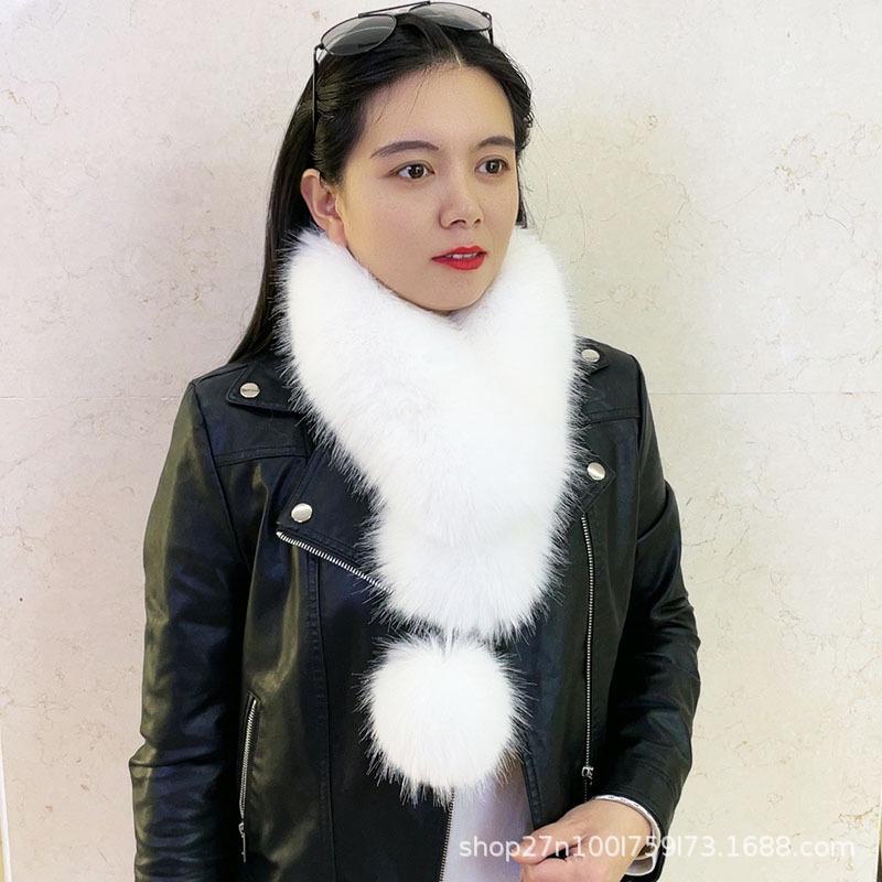 

Женский двухсторонний шарф из искусственного меха лисы – толстый, теплый и универсальный для зимы 60-80cm белый