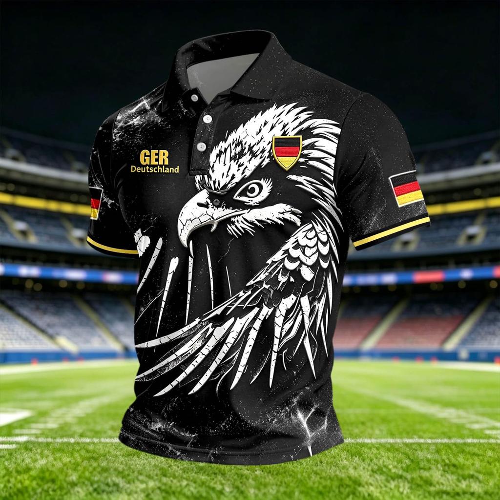 Men's Casual Printed Crew Neck Lightweight Breathable Polo Short Sleeve Shirt Suitable for Everyday Wear and Outdoor Activities