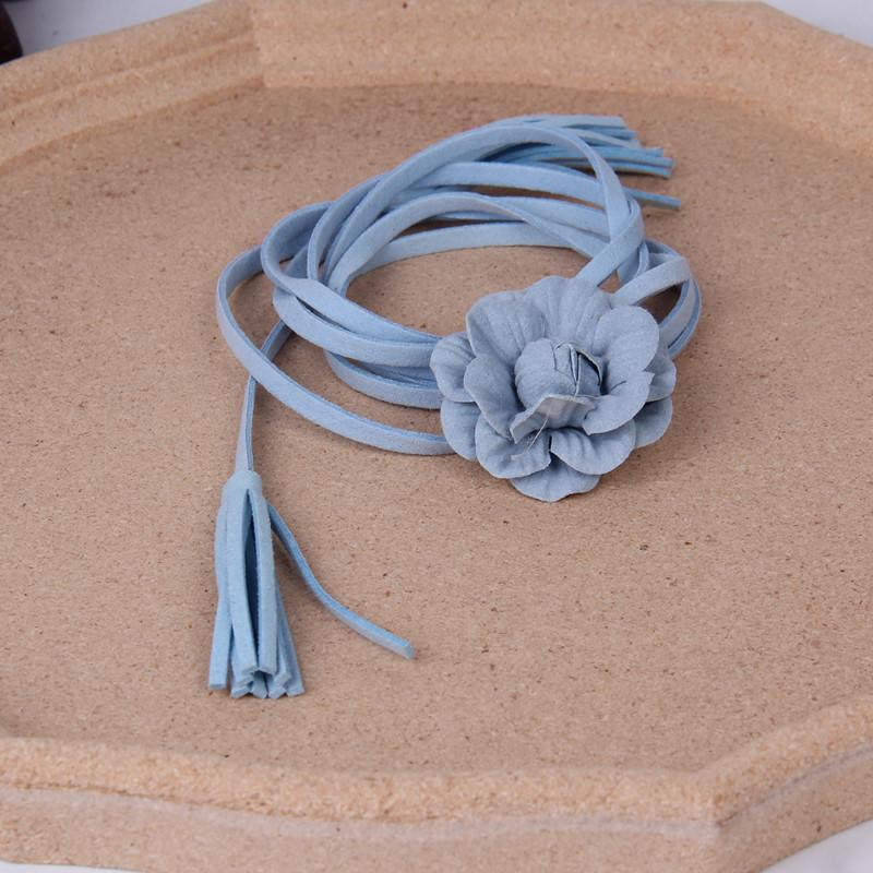 Ethnic Style Simple Thin Belt Women'S Summer With Coat Flower Decoration Waist Rope Women'S Suede Fringed Strap Waist Rope