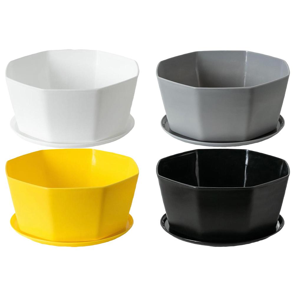 4Pcs Round Plastic Flower Pots for Succulents and Plants Artistic Design with Drainage Hole for Healthy Growth