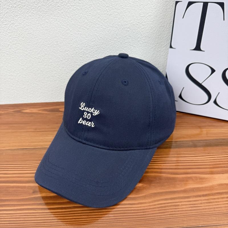 Letter Embroidered Baseball Cap Women's Face Showing Small and Versatile Sun Protection Baseball Cap Big Head Circumference Soft Top Hat Trendy