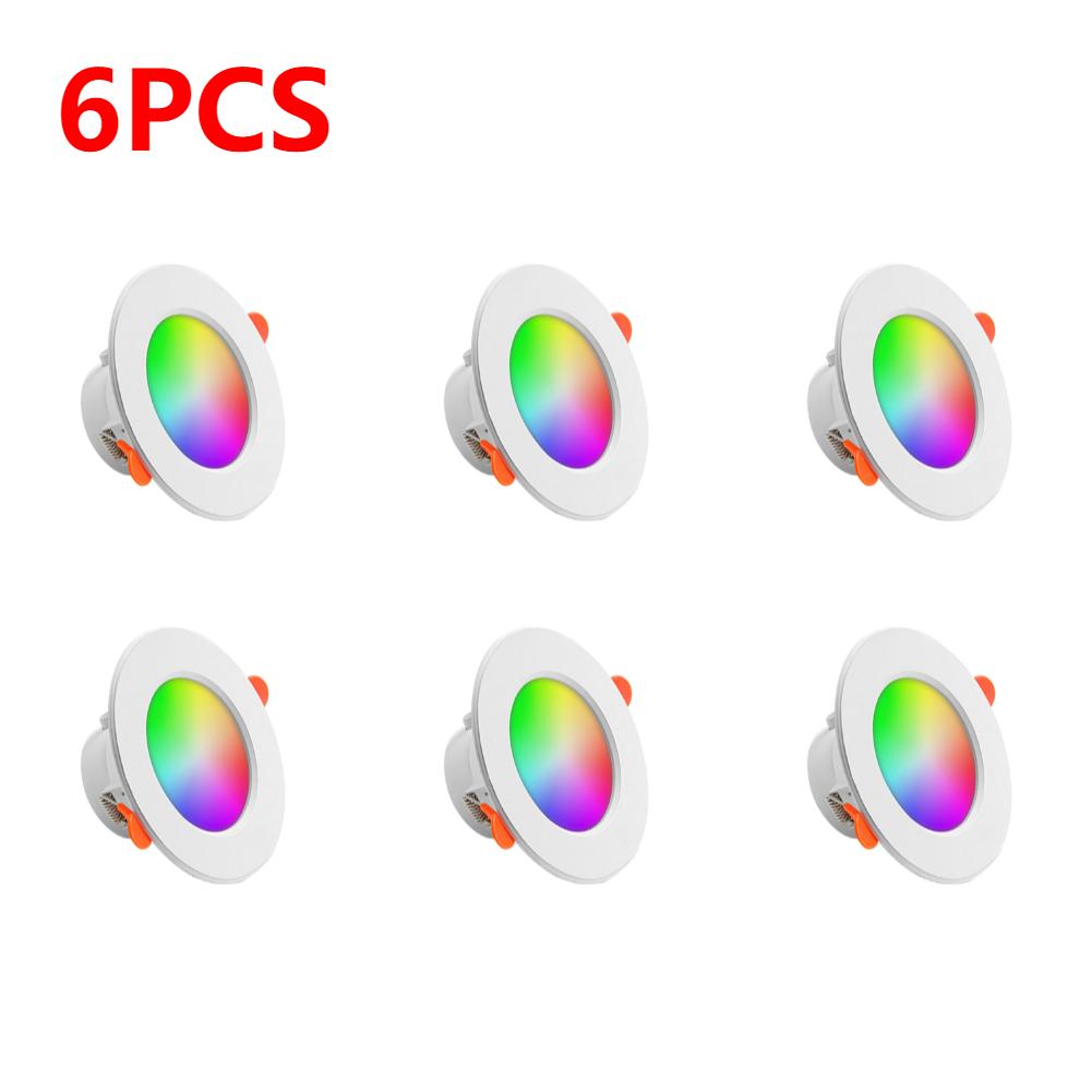 1-10PCS RGB LED Downlight 10W Tuya Bluetooth Smart Ceiling Light GB+CW+WW Dimmable Spotlight Voice Control for Alexa Google Home
