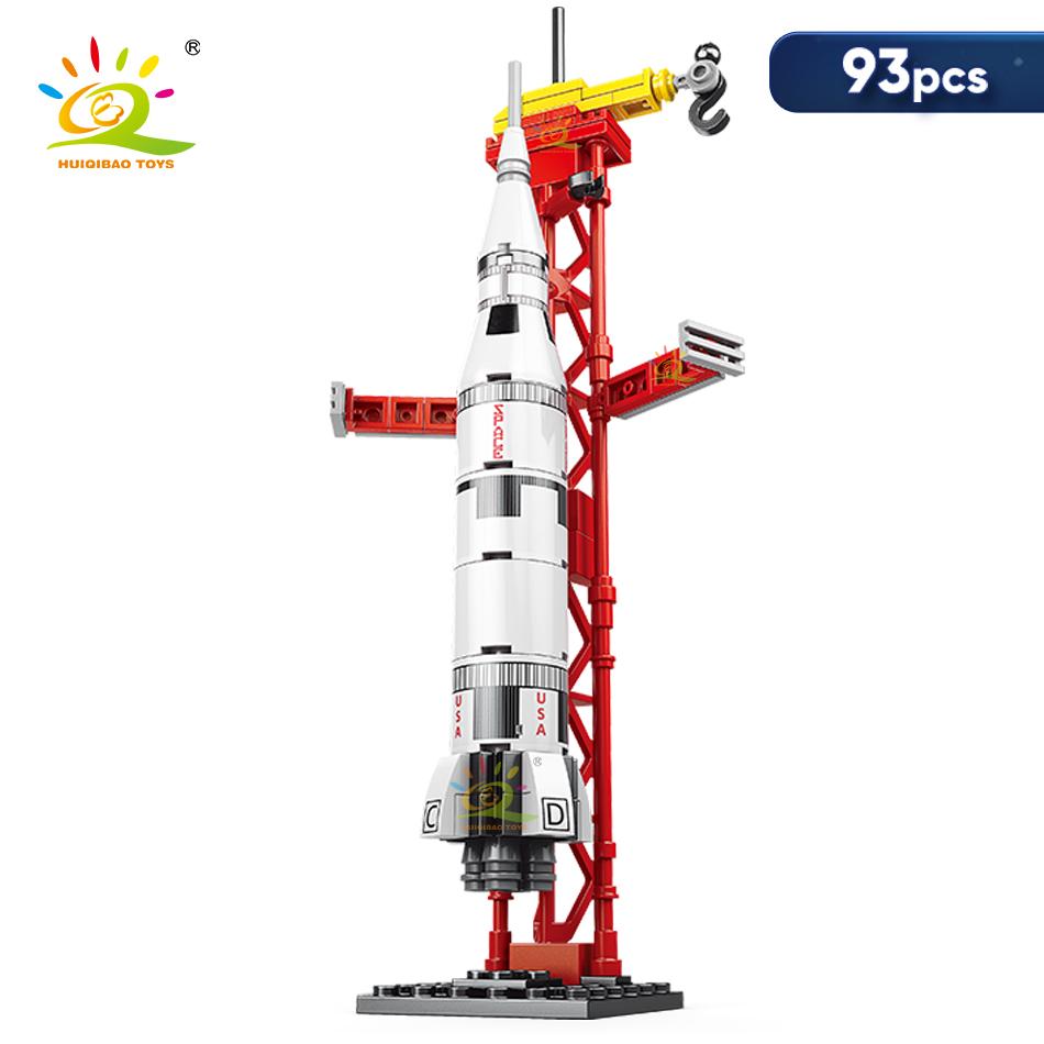 Mini Aviation Manned Rocket Model Building Blocks Space Aerospace Station Bricks City Construction Toys for Children