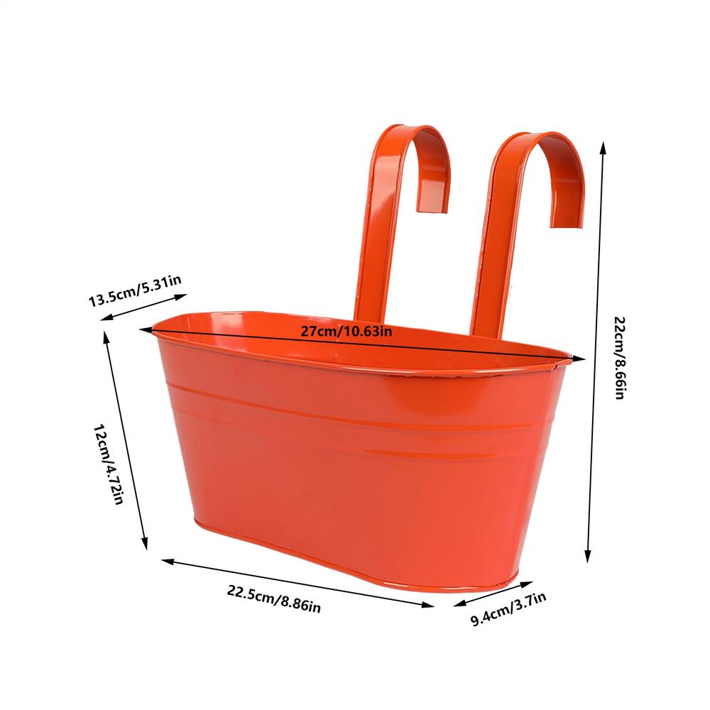 27cm Hangable Flower Pot Fence Hanging Flowerpot With Detachable Hook Metal Iron Plant Pot Holders Double Hook Hanging Flowerpot