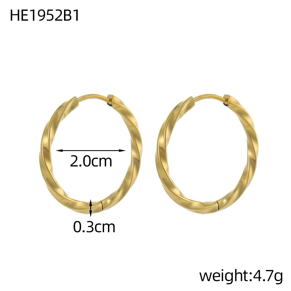 CARLIDANA Chic Simple Hoop Earrings Ins Simple Women Fashion Earrings Stainless Steel Gold Plated Twisted Circle Huggies Earring