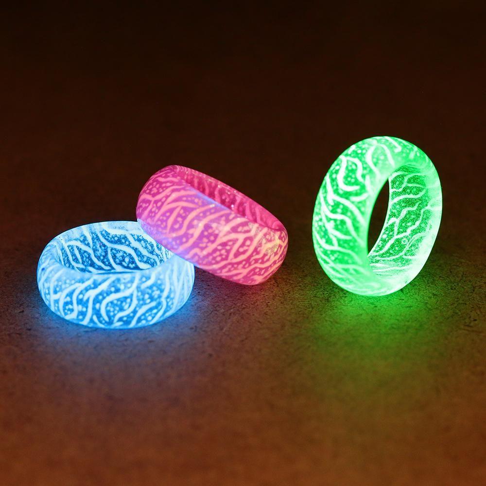 Fashion Size 7-11 Fluorescent Design Resin Finger Ring Luminous Ring Glowing In The Dark
