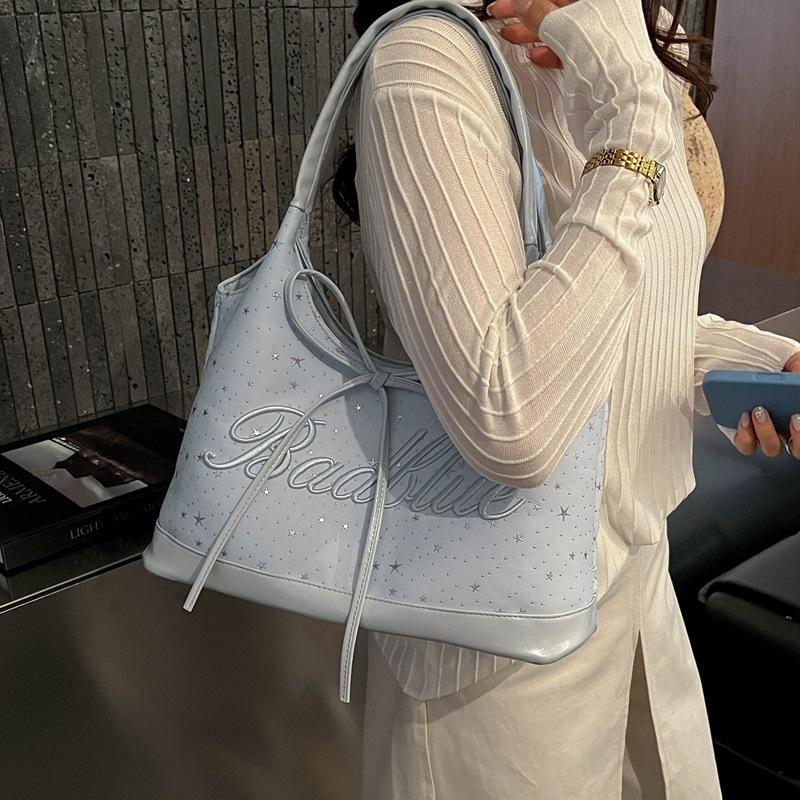 Borsa a Mano Grande Capacità con Motivo a Stelle, Borsa a Tracolla, Borsa a Spalla Singola