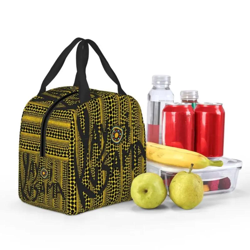 Custom Yayoi Kusama Abstract Art Resuable Lunch Boxes for Women Waterproof Thermal Cooler Insulated Lunch Bag Kids School