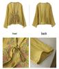 Women's 2024 Spring/Autumn Cotton Linen Retro Embroidered Blouse - Sunscreen Shawl Dress Shirt with Lace-Up Detailing.