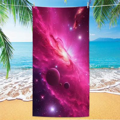 Starry Sky Beach Towel, Digital Printing Thin Quick-Dry Anti-Sand Microfiber Lightweight for Swim, Yoga, Travel, Gym, Gift