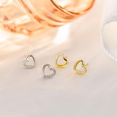 Diamond-inlaid Love Earrings Exquisite Temperament Light Luxury High-end Feeling Unique Small Heart