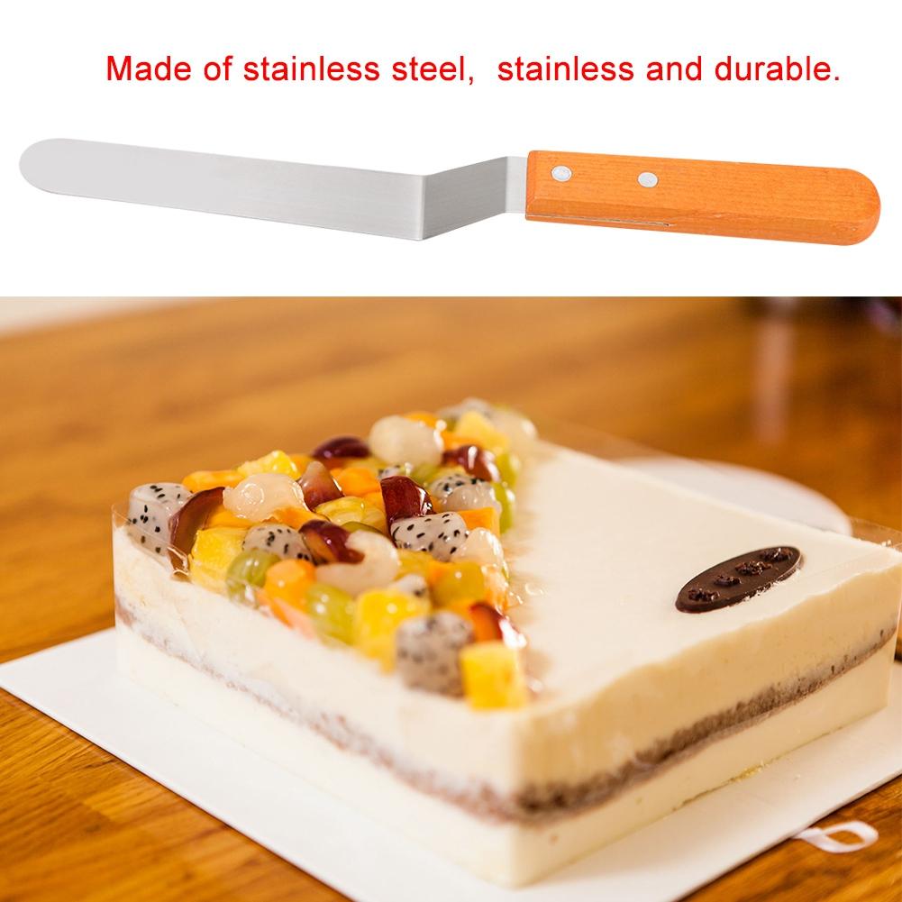 Edelstahlspatel mit Holzgriff für Kuchen Brot Creme Glätter Backwerkzeug(2 #)