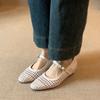 Sheepskin~ Retro Genuine Leather White Woven Hollow Inner Height Increase Mary Jane Shoes Women's Single Shoes with Light Mouth Sandals