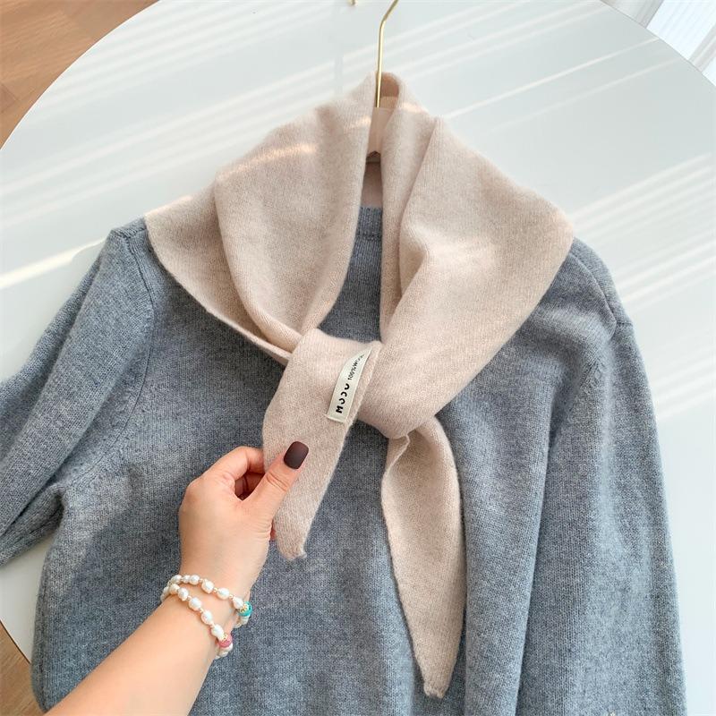 Wool knitted triangle scarf shawl women's autumn and winter thermal headscarf multi-functional thermal versatile small scarf women