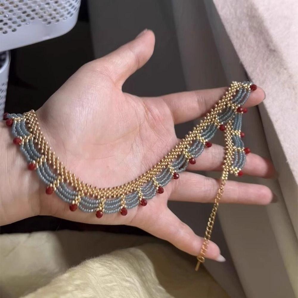 Hanfu Accessories Beads Necklace Ethnic Style Multi-layer Lace Necklace Chinese Style Choker  Girls
