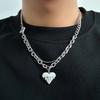 IngeSight.Z New Love Heart Pendant Necklace for Men Trendy Stainless Steel Cross Choker Necklace Male Punk Hip Hop Neck Jewelry