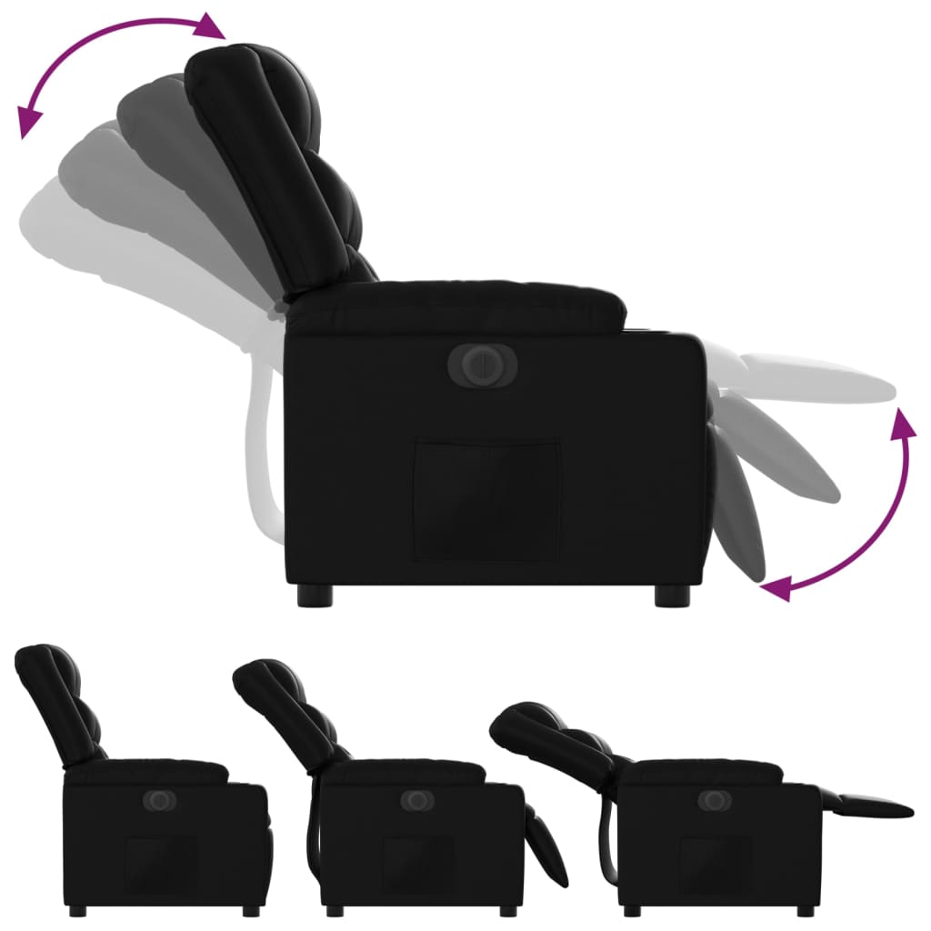 Electric Recliner Chair Black Faux Leather