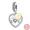S925 Sterling Silver Mom Rose Print Pave Paw Sun Moon Vulture Butterfly Dangle Bead Fit Original  Bracelet Jewelry Making