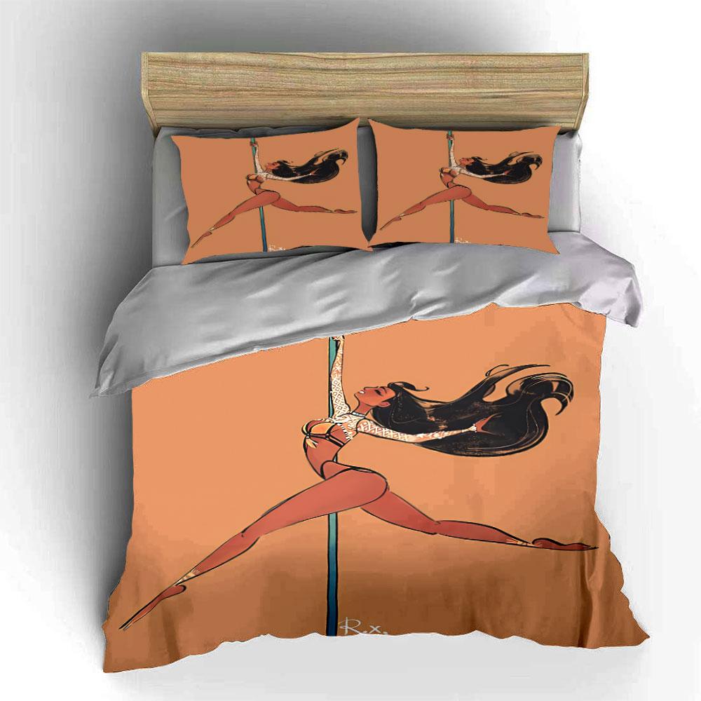 Pole Dance Art with Lace Bedding Duvet Cover Set Duvet Cover Pillowcases  (1*Duvet Cover 2*Pillowcases, without duvet insert)