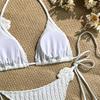 Women Fashion Sexy Lace Up 3d Stereo Flower Two Piece Bikini Swimsuit