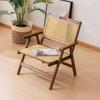 Vintage Style Portable Foldable Rattan Chair with Backrest for Home, Balcony, and Outdoor Leisure