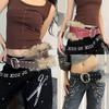 Leather Punk Style Belt Rivet Y2K Waist Belt Fashion Women's Wide Belt  Skirt