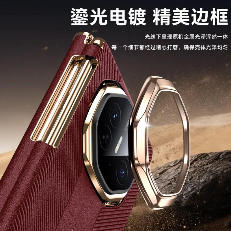 Premium Electroplated Leather Case Mate X3 With Dual-Axis Magnetic Snap Shockproof Stand Heat Dissipation