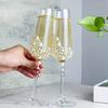 Elegant Crystal Pearl Glasses for Champagne Transparent Handwriting Design Glass Cups Christmas Cup Anniversaries Goblet Glass