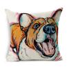 Housse de coussin en lin Motifs Bouledogues Carlins Style Chien Bull Terrier Décoration de Maison Salon Canapé Coussins d'appoint Housse 45X45cm