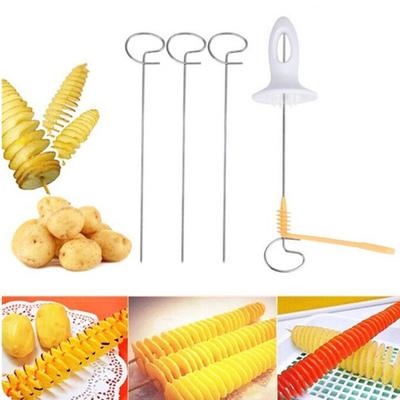 1 Set Potato Spiral Cutter Daily Chopping Hand-cranked Mini Potato Cucumber Twist Tower Slicer for Kitchen