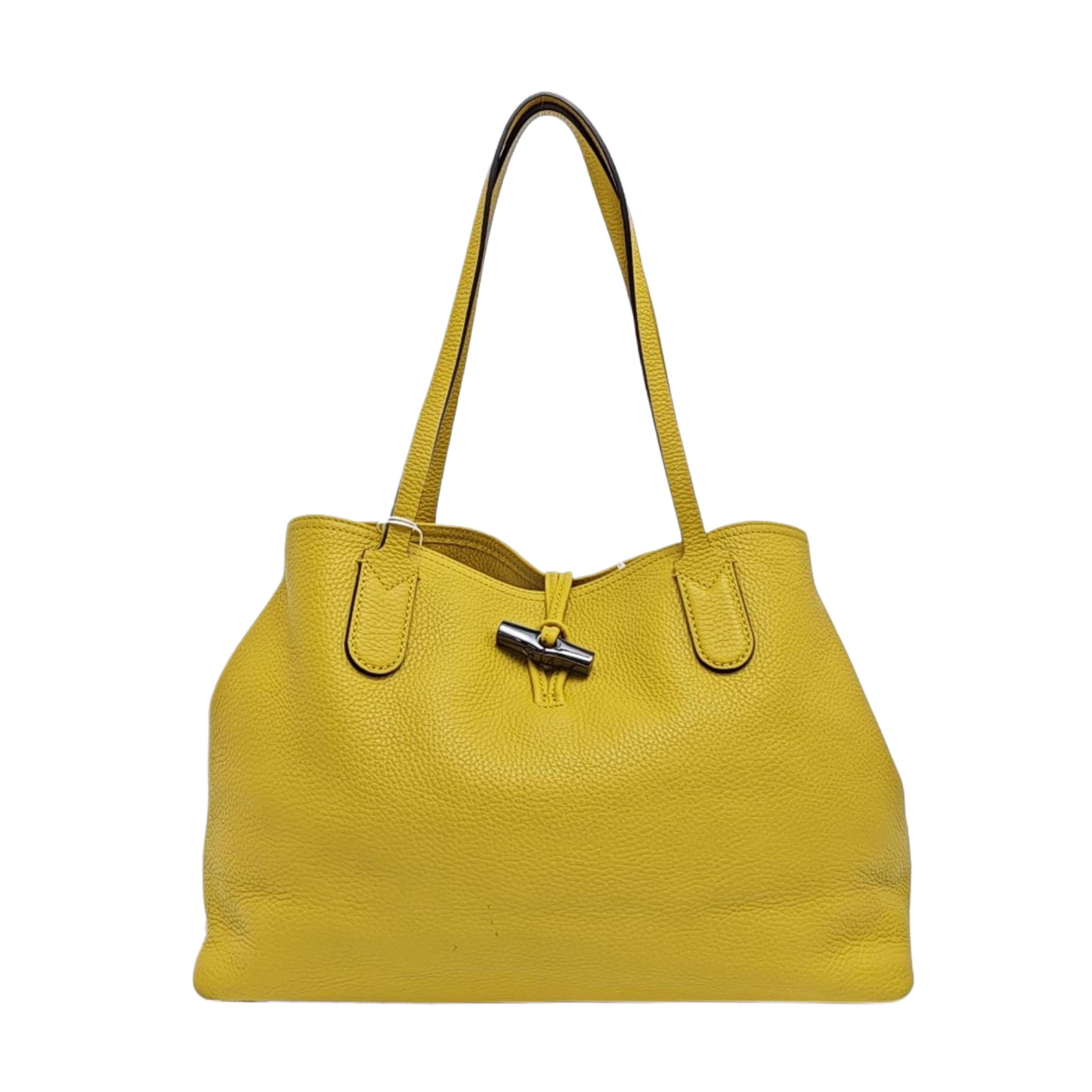 [Pre-Owned] Roseau Series Yellow Leather Large Shoulder Bag - Excellent #180P8GU ONE SIZE