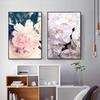 Wall Art Pink Flowers Posters and Prints Canvas Painting Aesthetic Room Decor Obrazy Plakaty Na Sciane Toile Murals Home Decor